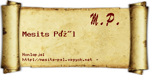Mesits Pál névjegykártya